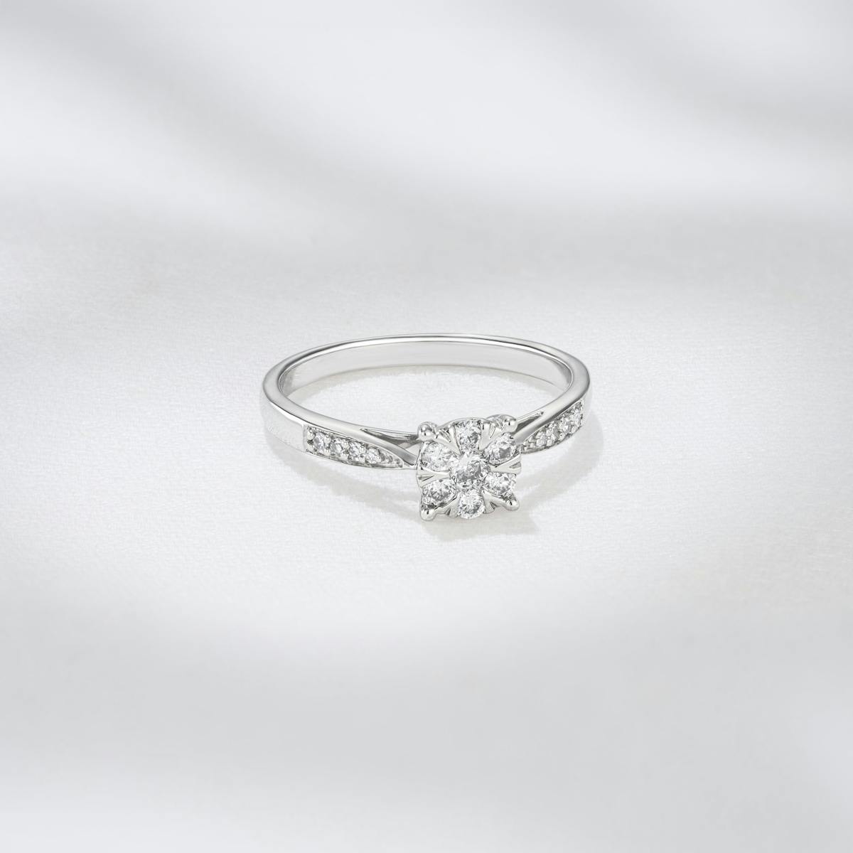 Lab Diamond Engagement Ring With Shoulders 0.25ct H/Si - 9K White Gold