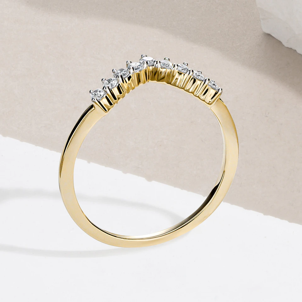 Starlit 0.15ct Lab Diamond Wishbone Ring H/Si Quality in 9K Yellow Gold
