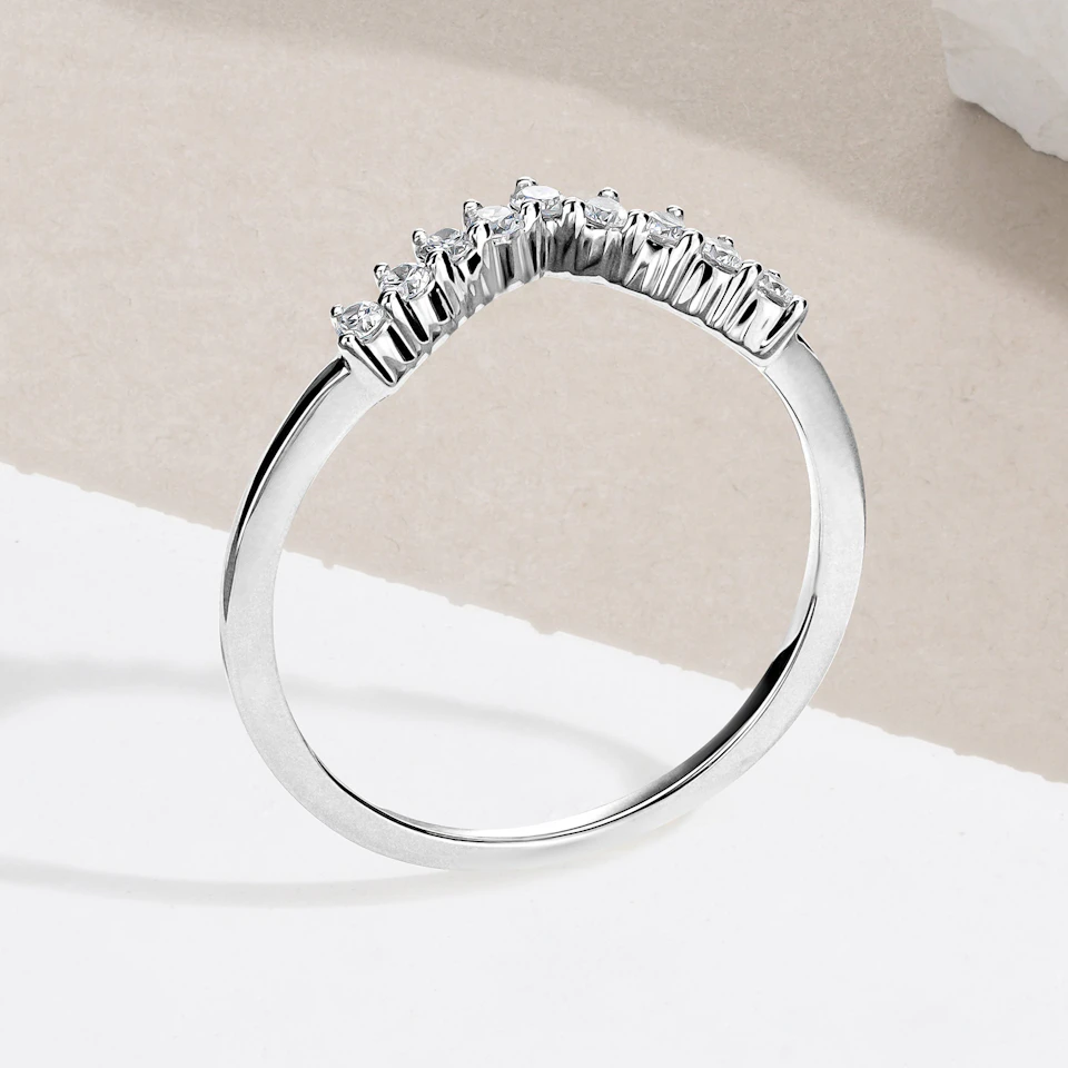 Starlit 0.15ct Lab Diamond Wishbone Ring H/Si Quality in 9K White Gold