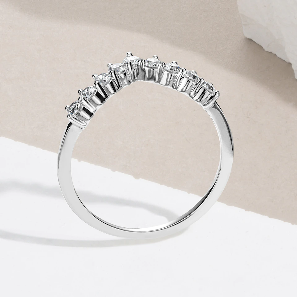 Starlit 0.30ct Lab Diamond Wishbone Ring H/Si Quality in 925 Sterling Silver