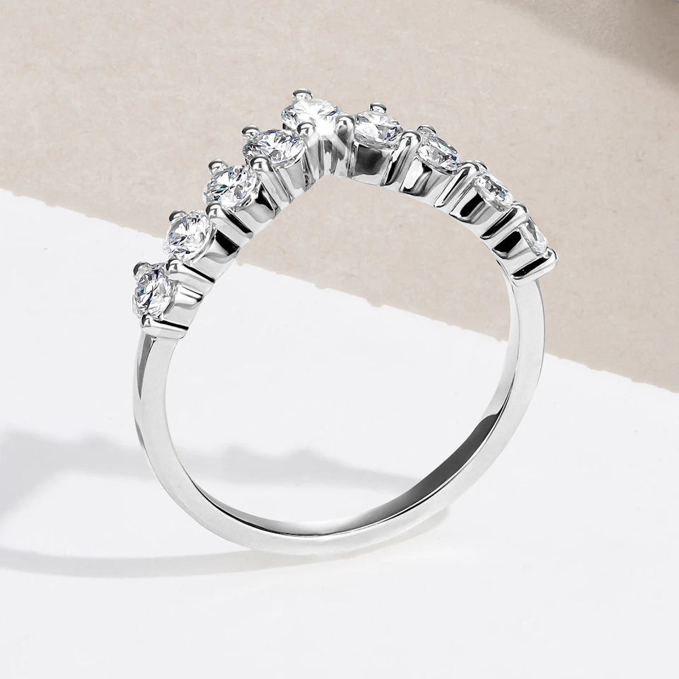 Starlit 0.75ct Lab Diamond Wishbone Ring H/Si Quality in 9K White Gold