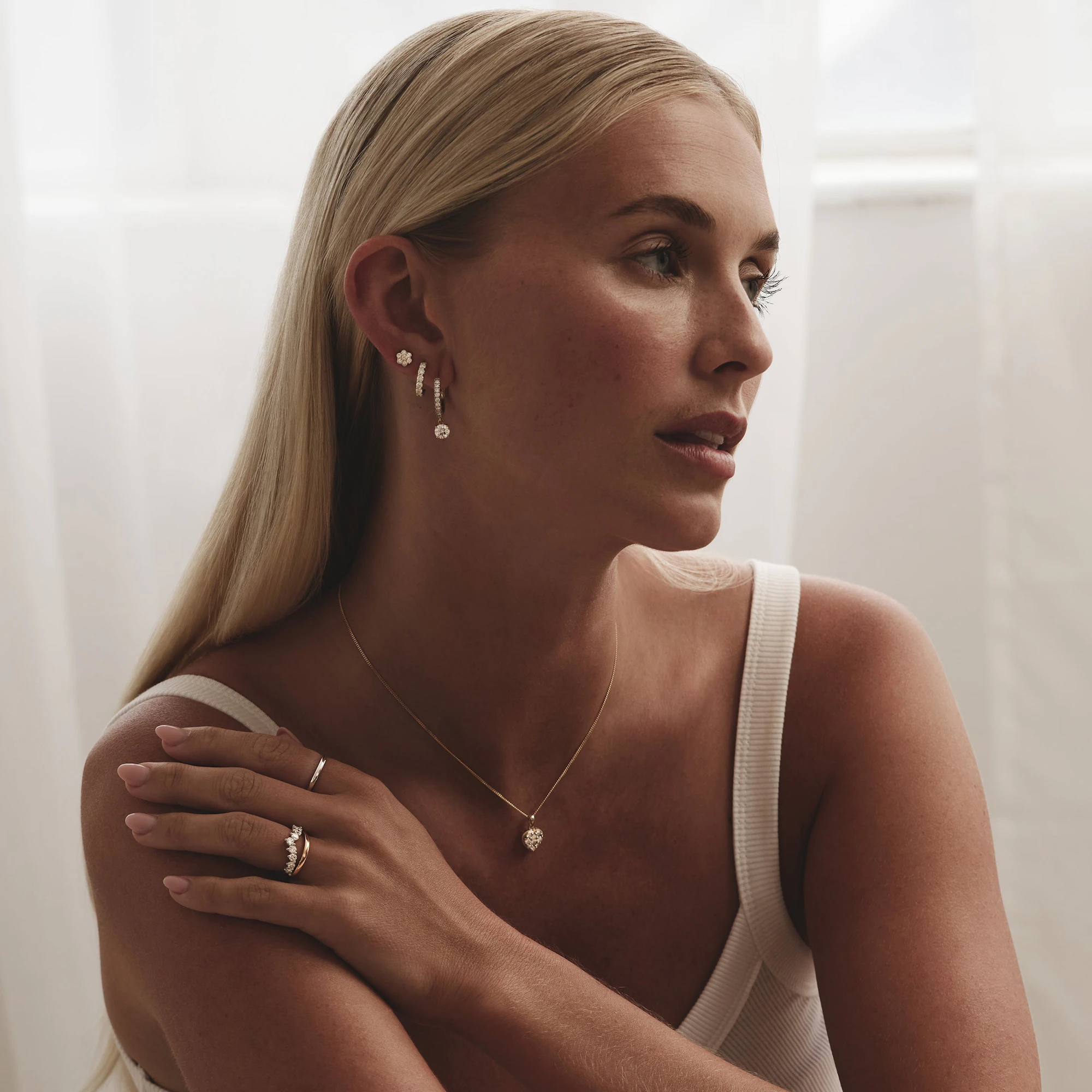 Stellato Hoop Drop Lab Diamond Earrings 2.00ct in 9K Gold