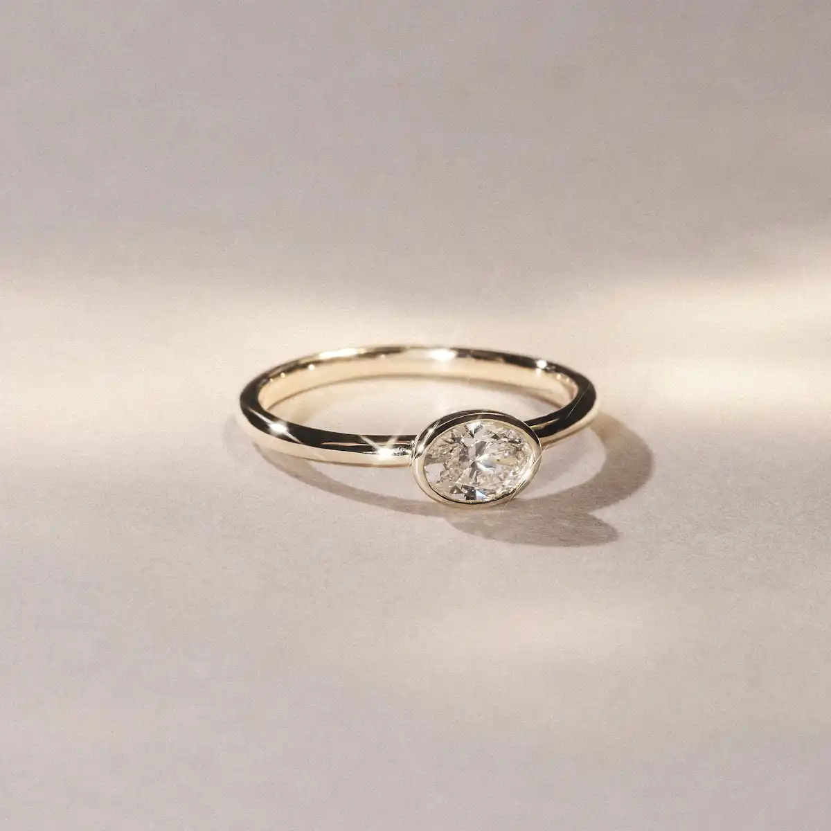 Horizon Oval Cut Lab Diamond Solitaire Ring 0.25ct H/SI in 18k Gold Vermeil