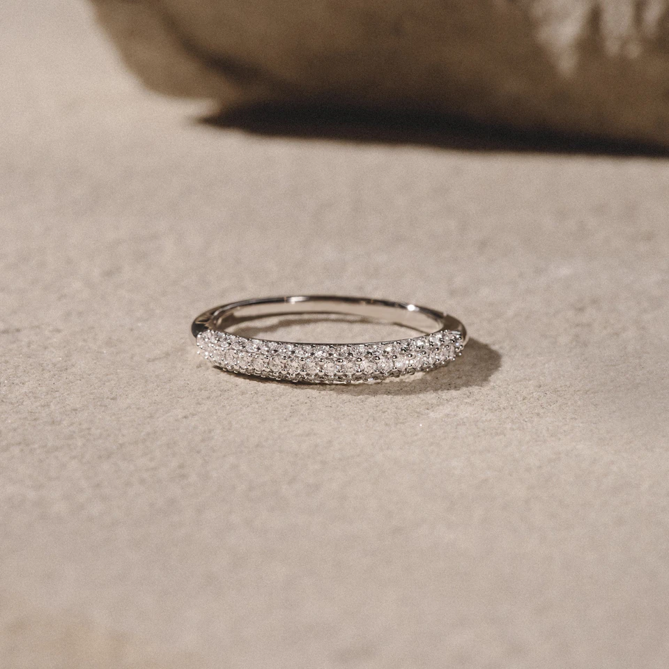 Lab Diamond Micro Pave Half Eternity Ring 0.50ct in 9k White Gold