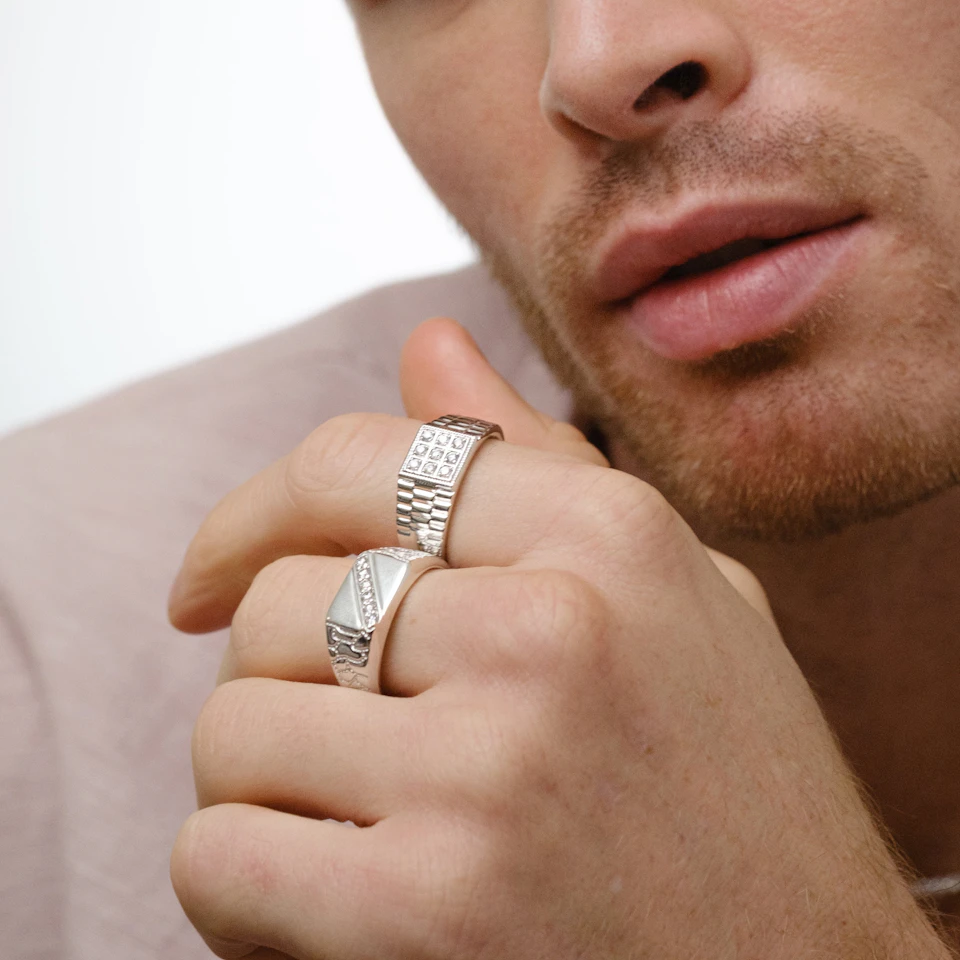 Mens Lab Diamond Signet Ring 0.25ct H/Si in Sterling Silver