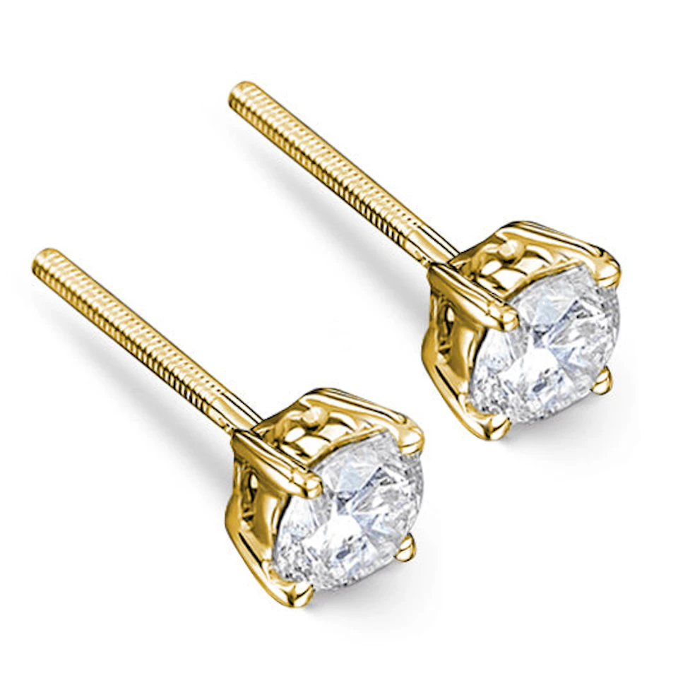 18K Gold Lab Diamond Studs Earrings 1.00CT F/VS1 Quality - 5.1mm