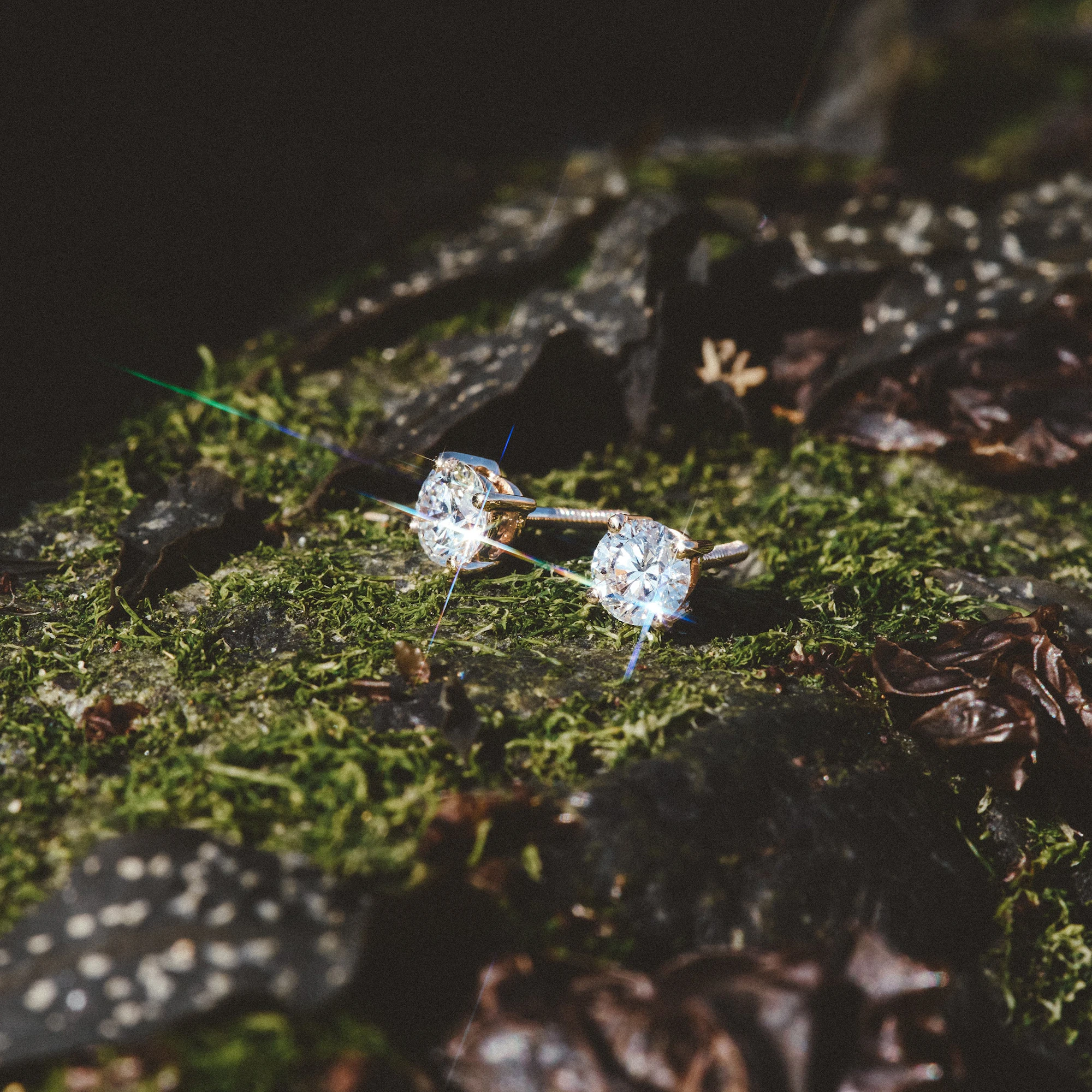 Diamond Stud Earrings 5.1mm 18K Gold - 1CT - Premium