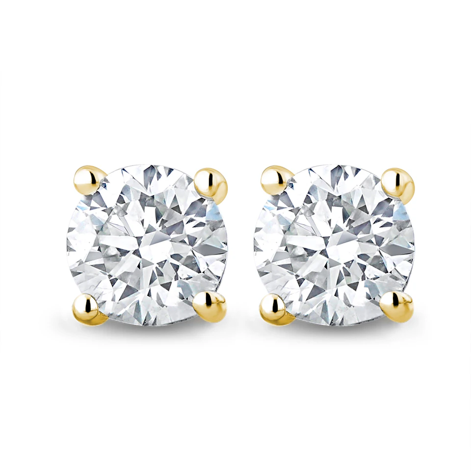 18K Gold Lab Diamond Studs Earrings 1.00CT F/VS1 Quality - 5.1mm