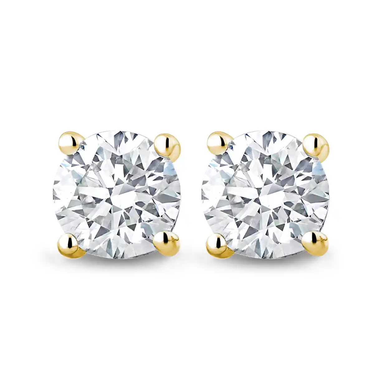 18K Gold Lab Diamond Stud Earrings 1.00CT F/VS1 Quality - 5.1mm