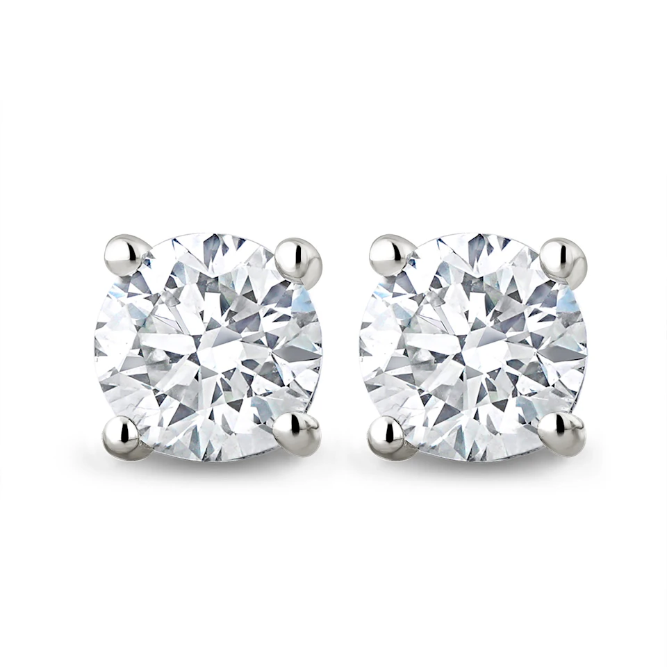 Lab Diamond Studs Earrings 1.00CT F/VS1 Quality Set in Platinum - 5.1mm