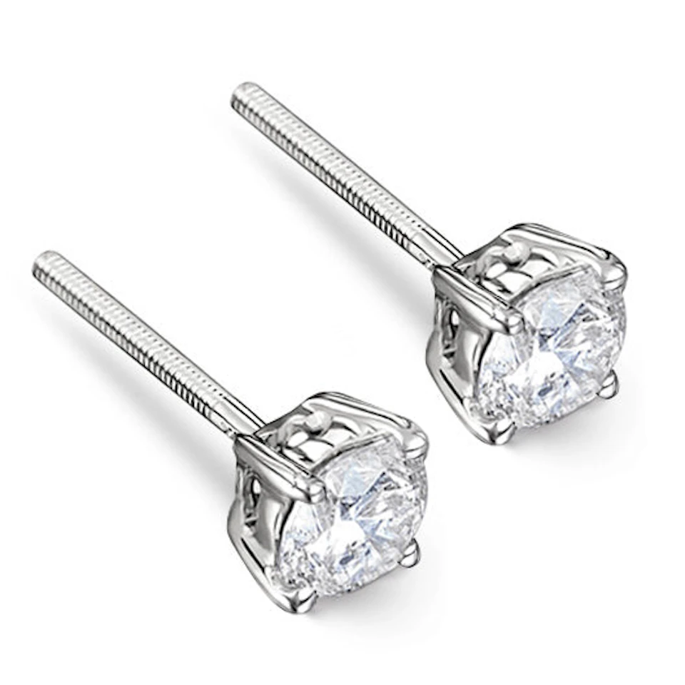 Lab Diamond Studs Earrings 1.00CT F/VS1 Quality 18K White Gold - 5.1mm