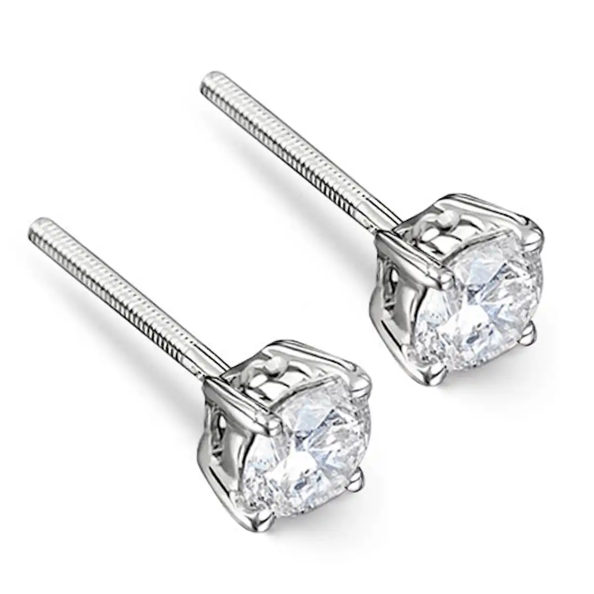Lab Diamond Stud Earrings 1.00CT F/VS1 Quality 18K White Gold - 5.1mm