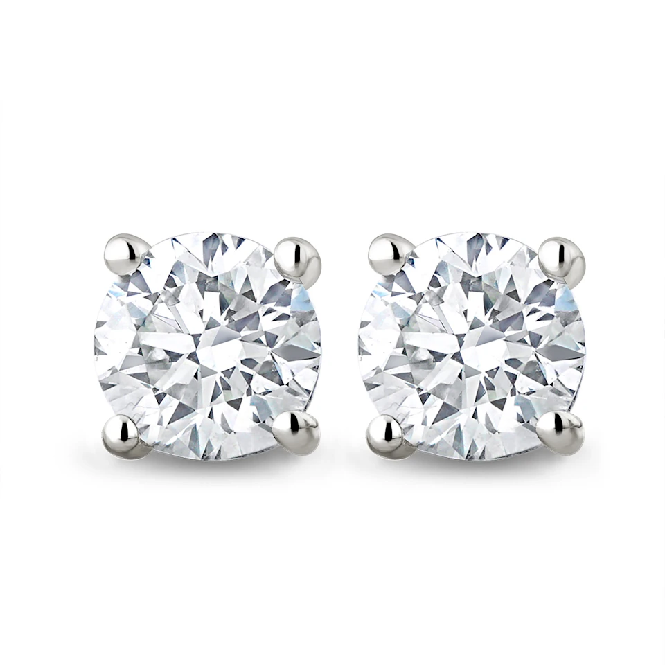 Lab Diamond Studs Earrings 1.00CT F/VS1 Quality 18K White Gold - 5.1mm