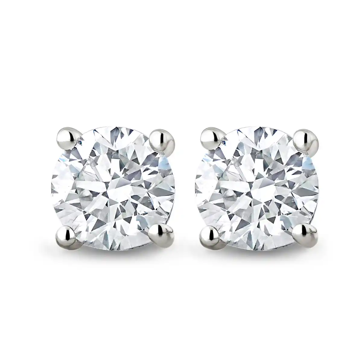 Lab Diamond Stud Earrings 1.00CT F/VS1 Quality 18K White Gold - 5.1mm