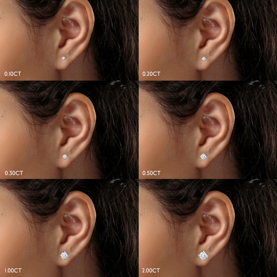 Lab Diamond Studs Earrings 1.00CT F/VS1 Quality 18K White Gold - 5.1mm