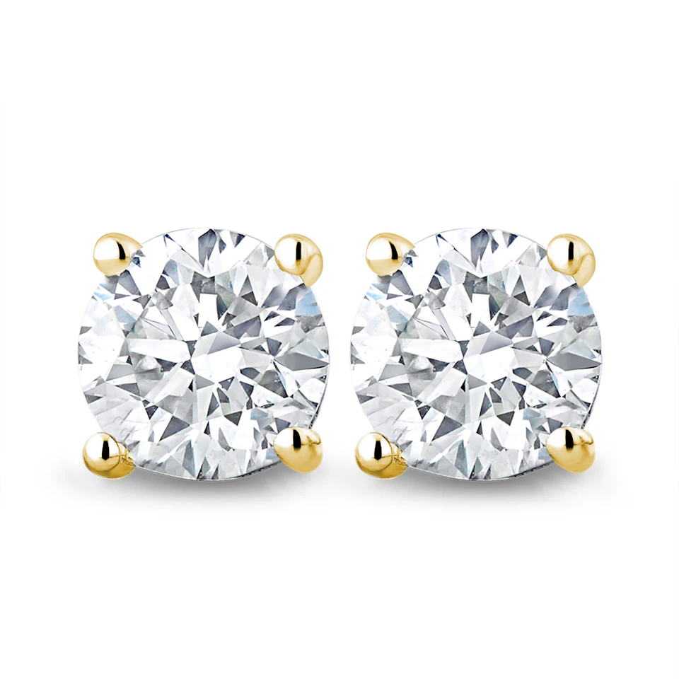 18K Gold Lab Diamond Studs Earrings 1.50CT F/VS1 Quality - 6mm
