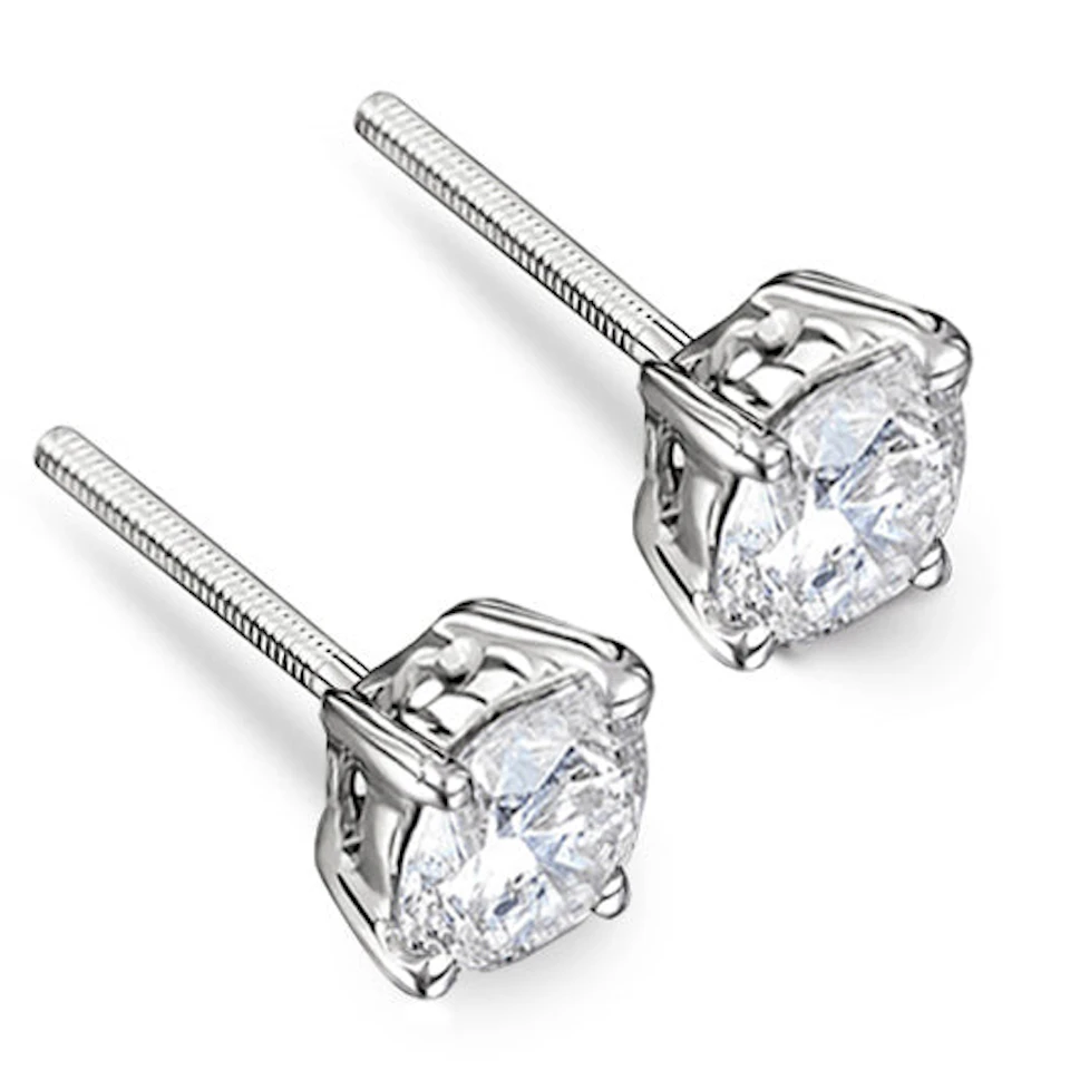Lab Diamond Studs Earrings 1.50CT F/VS1 Quality 18K White Gold - 5.9mm