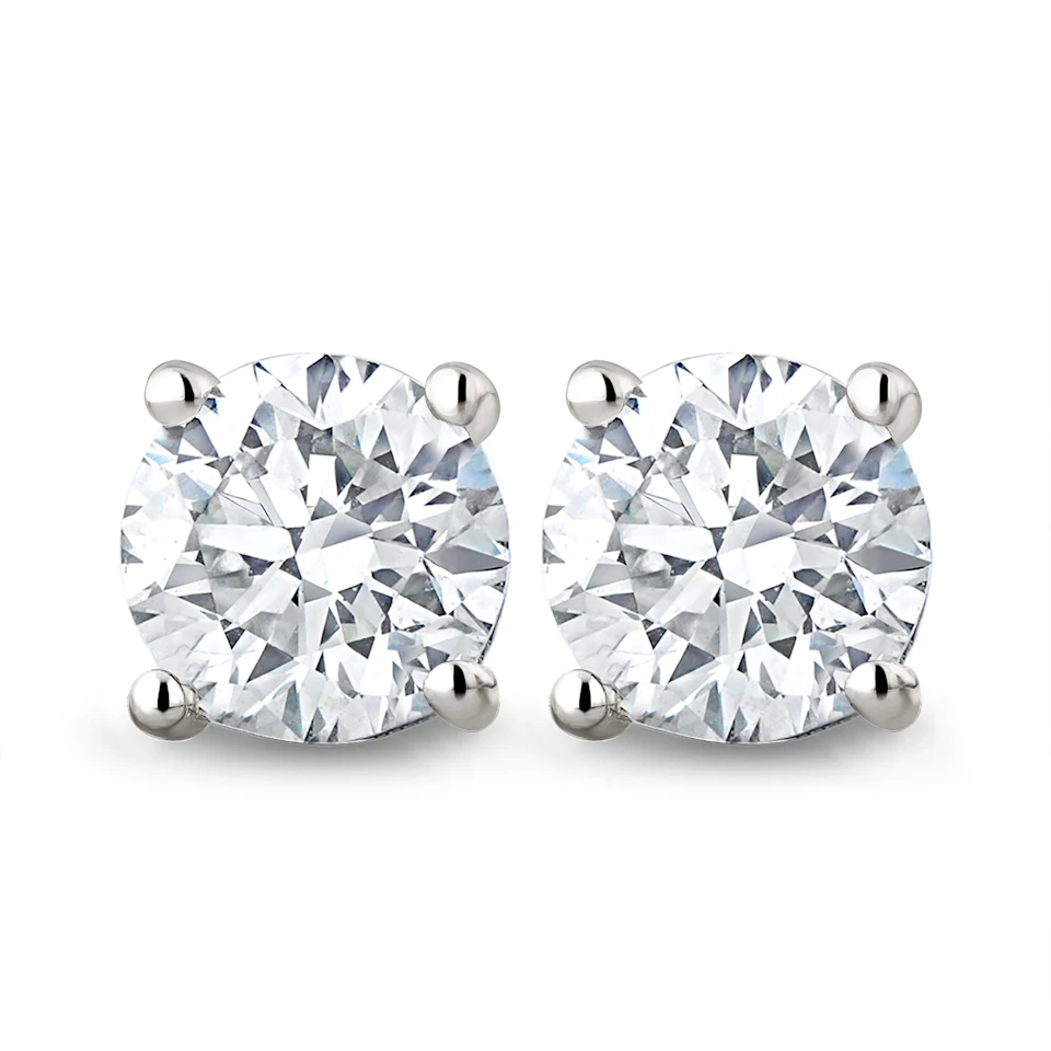 Lab Diamond Studs Earrings 1.50CT F/VS1 Quality 18K White Gold - 5.9mm