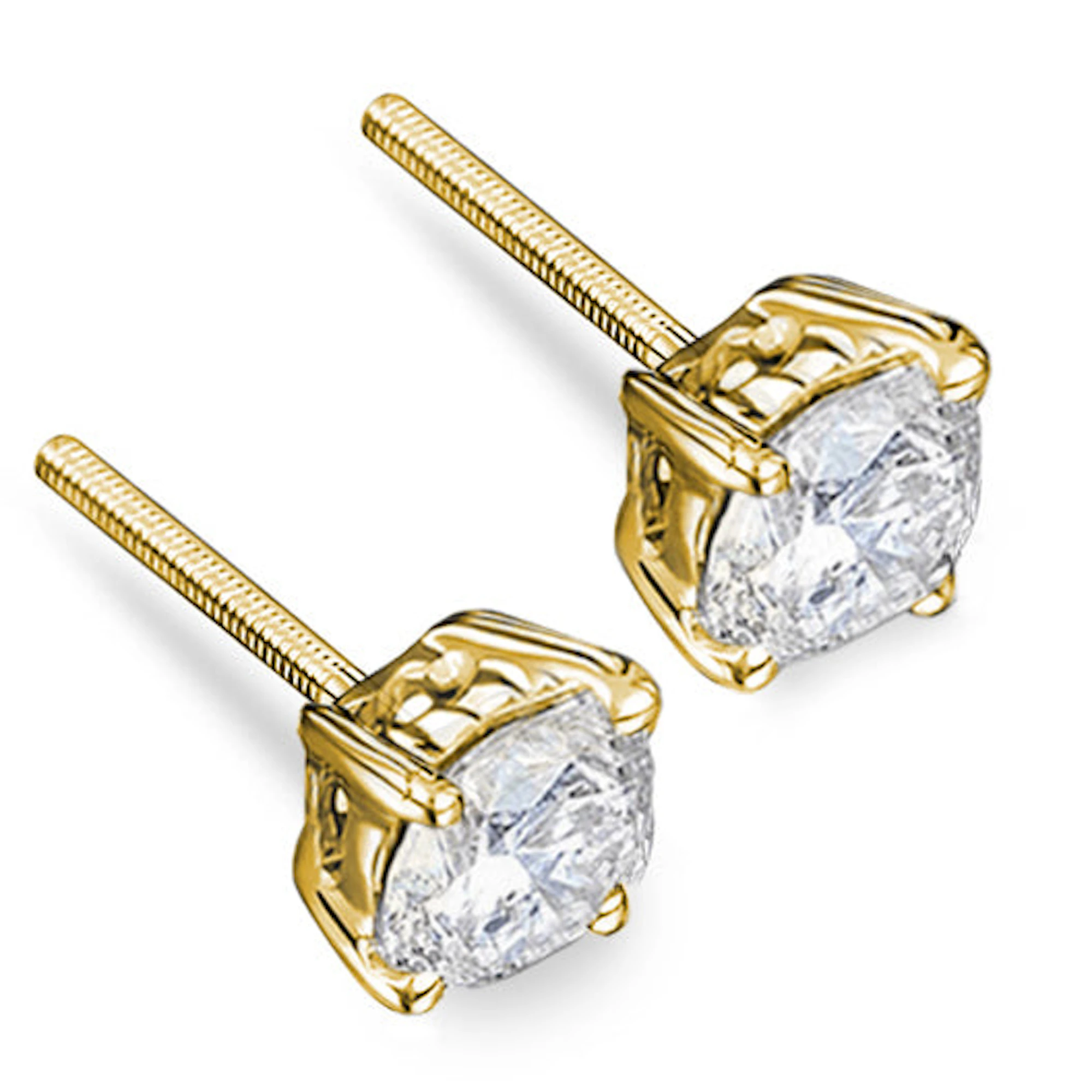 18K Gold Lab Diamond Stud Earrings 2.00CT F/VS1 Quality - 6.6mm