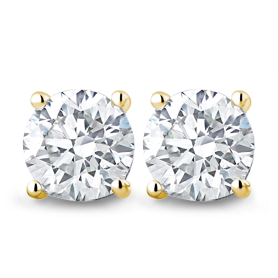 Lab Diamond Stud Earrings 3.00CT F/VS1 Quality Set in 18K Gold - 7.5mm
