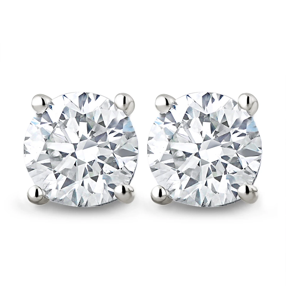 Lab Diamond Stud Earrings 3.00CT F/VS1 Quality Set in 18K White Gold - 7.5mm