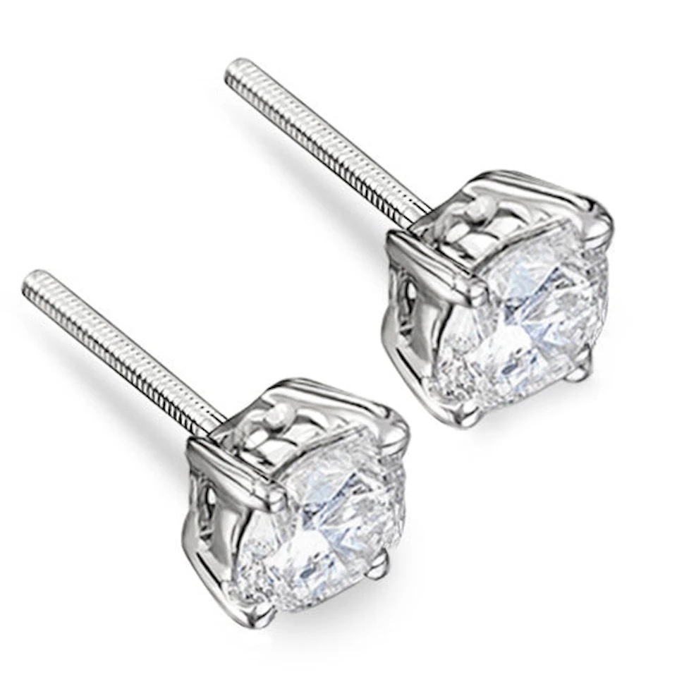 Lab Diamond Studs Earrings 2.00CT F/VS1 Quality 18K White Gold - 6.6mm