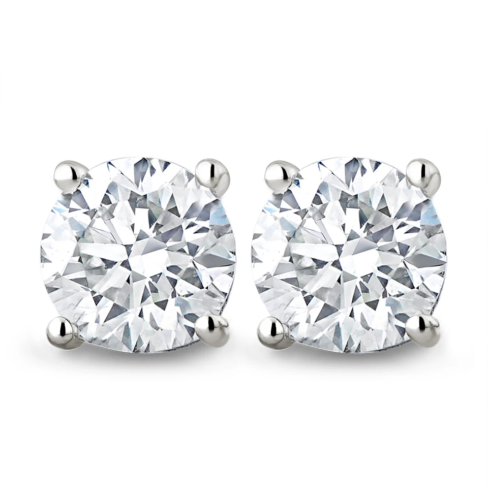 Lab Diamond Studs Earrings 2.00CT F/VS1 Quality 18K White Gold - 6.6mm