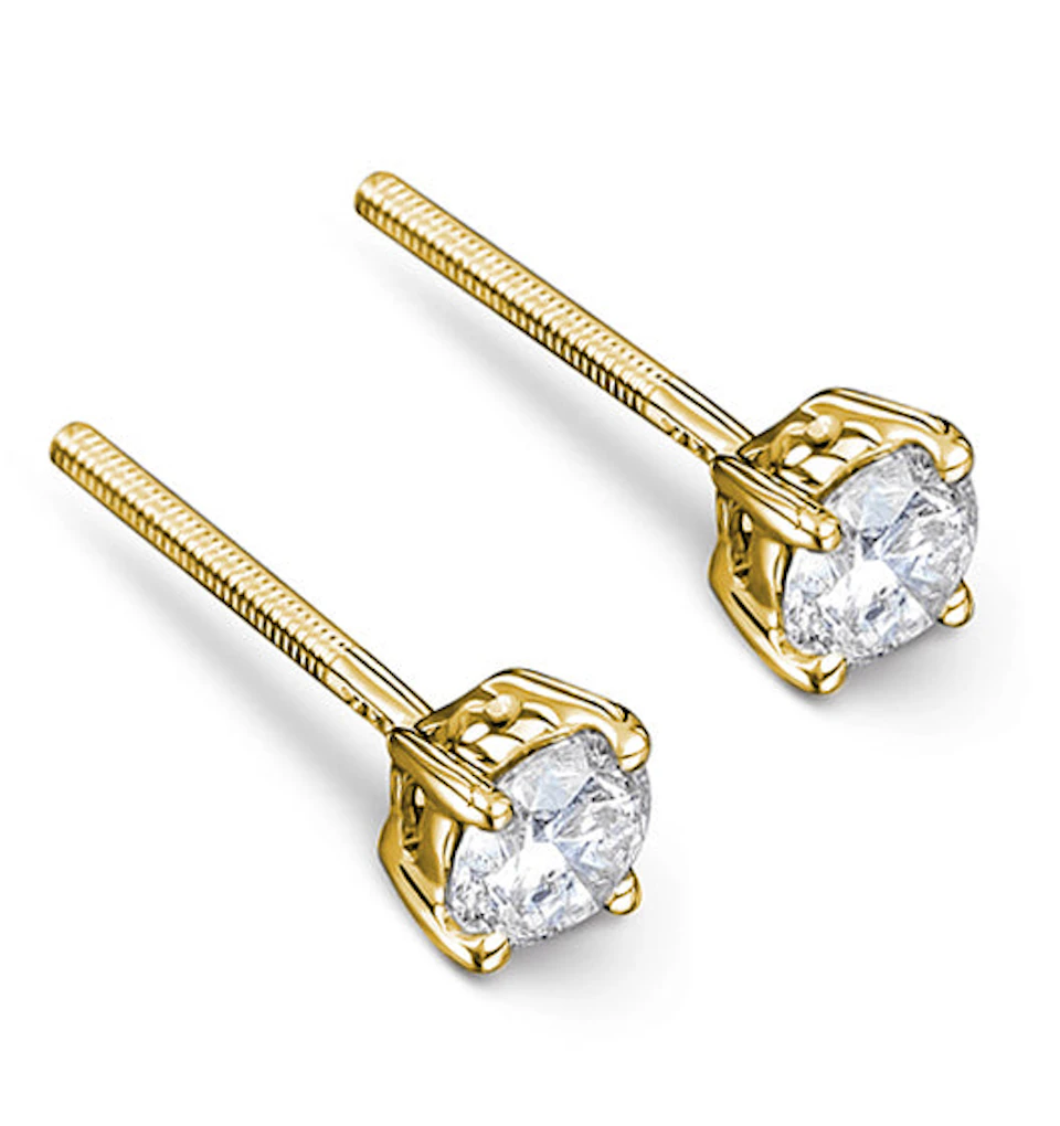 18K Gold Lab Diamond Studs Earrings 0.50CT F/VS1 Quality - 4.1mm