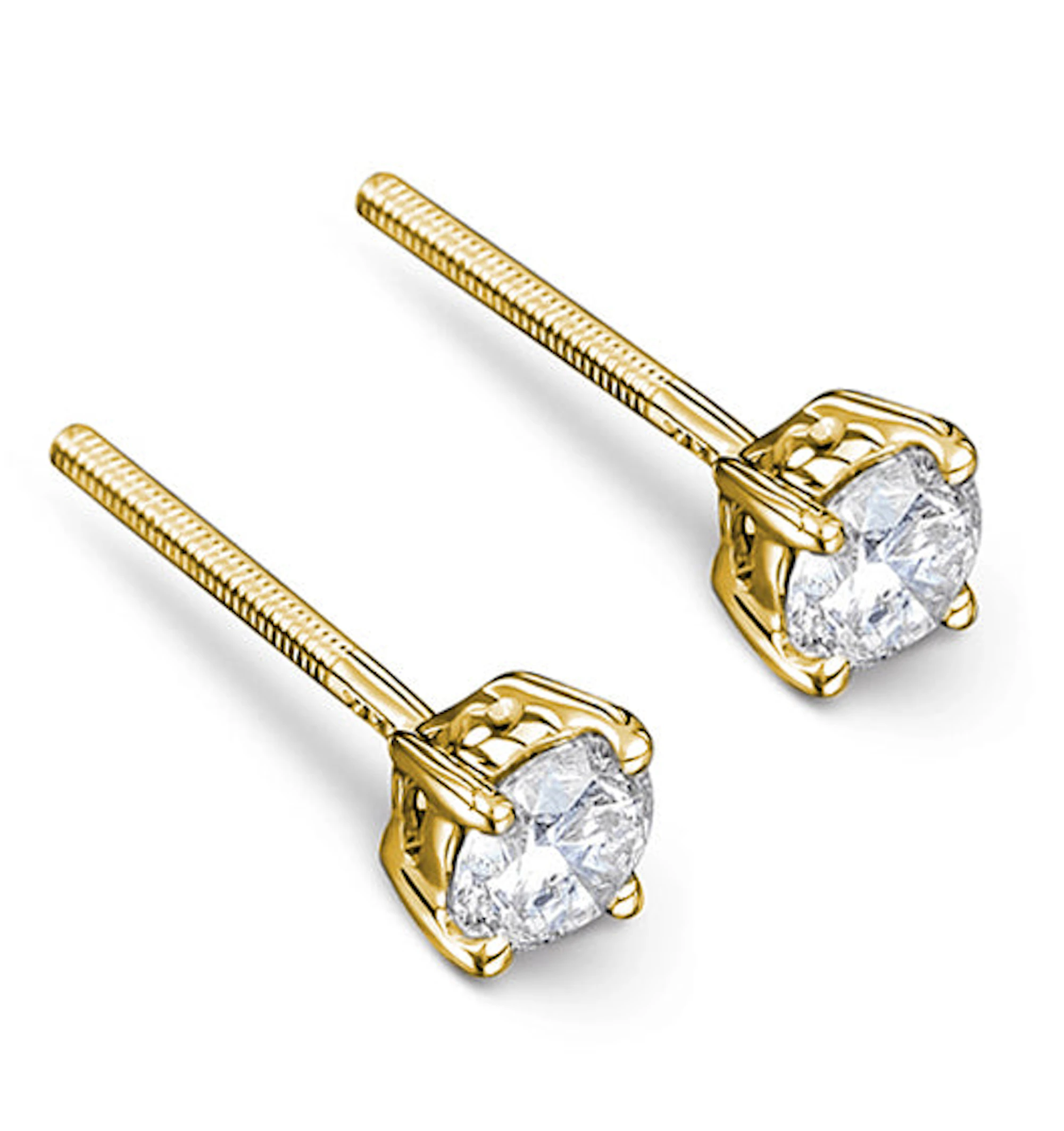 18K Gold Lab Diamond Stud Earrings 0.50CT F/VS Quality - 4.1mm