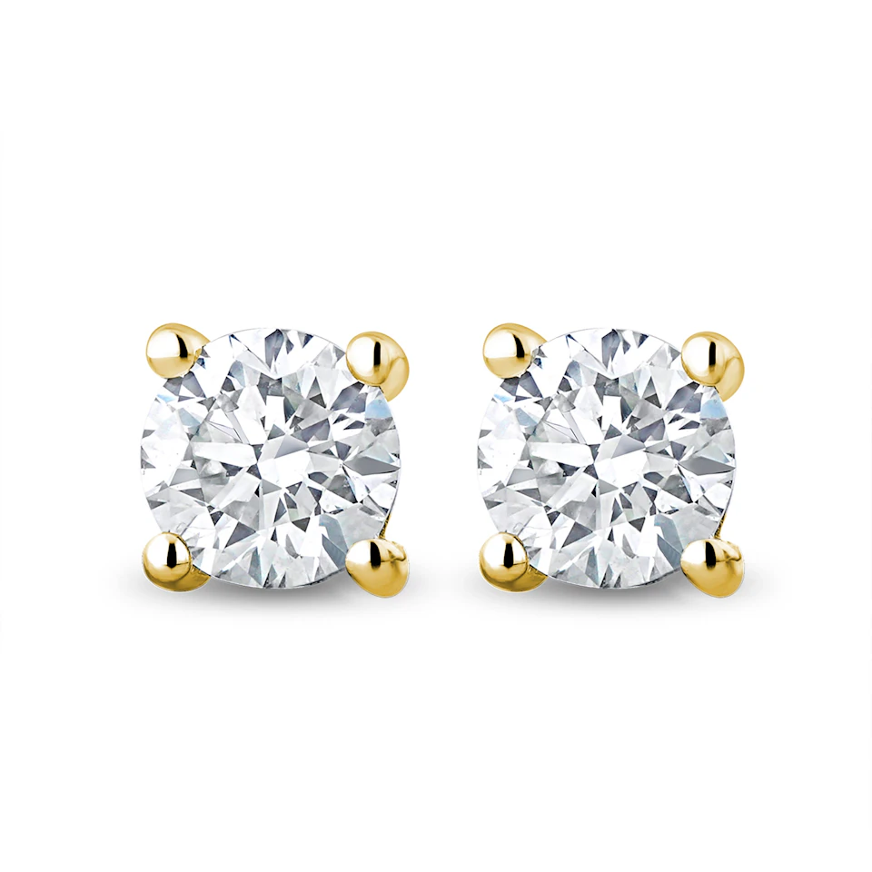 18K Gold Lab Diamond Studs Earrings 0.50CT F/VS1 Quality - 4.1mm