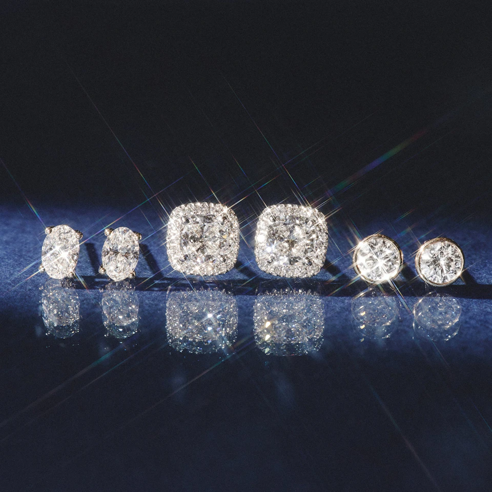 Beatrice Cushion Cut Lab Diamond Halo Earrings 2.45ct in 18K White Gold F/VS1