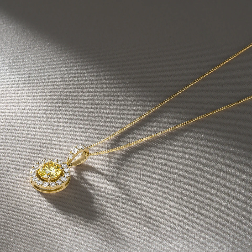 Ella Yellow Lab Diamond 1.38ct Pendant Necklace in 18K Yellow Gold - Elara Collection