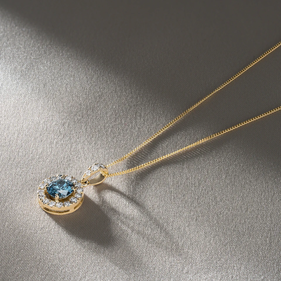 Ella Blue Lab Diamond 1.38ct Pendant Necklace in 18K Yellow Gold - Elara Collection