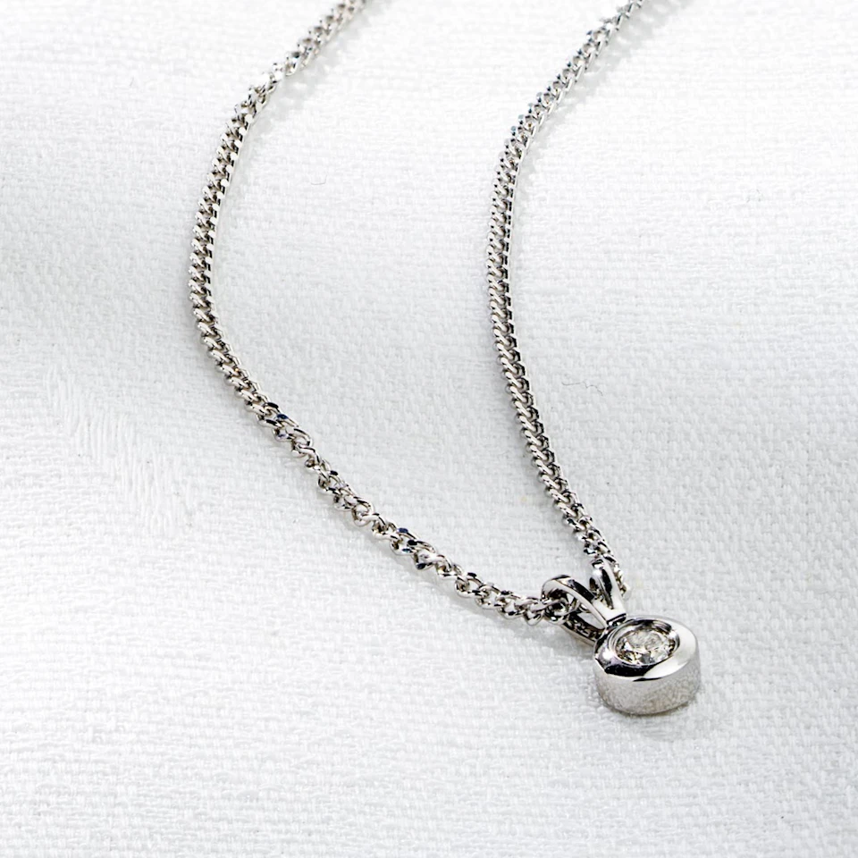 Lab Diamond Solitaire Pendant Necklace 0.05CT in 9K White Gold
