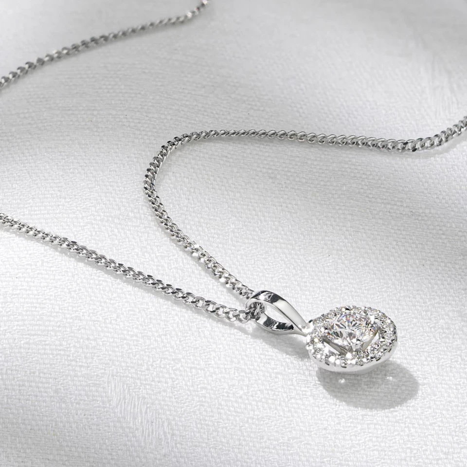 Ella 0.30ct Halo Lab Diamond and 9K White Gold Pendant