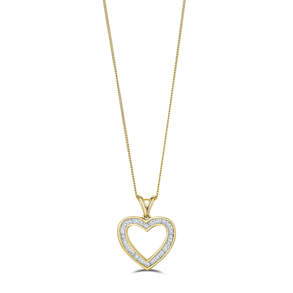 0.50ct Lab Diamond Heart Pendant Necklace H/SI Quality in 9K Yellow Gold
