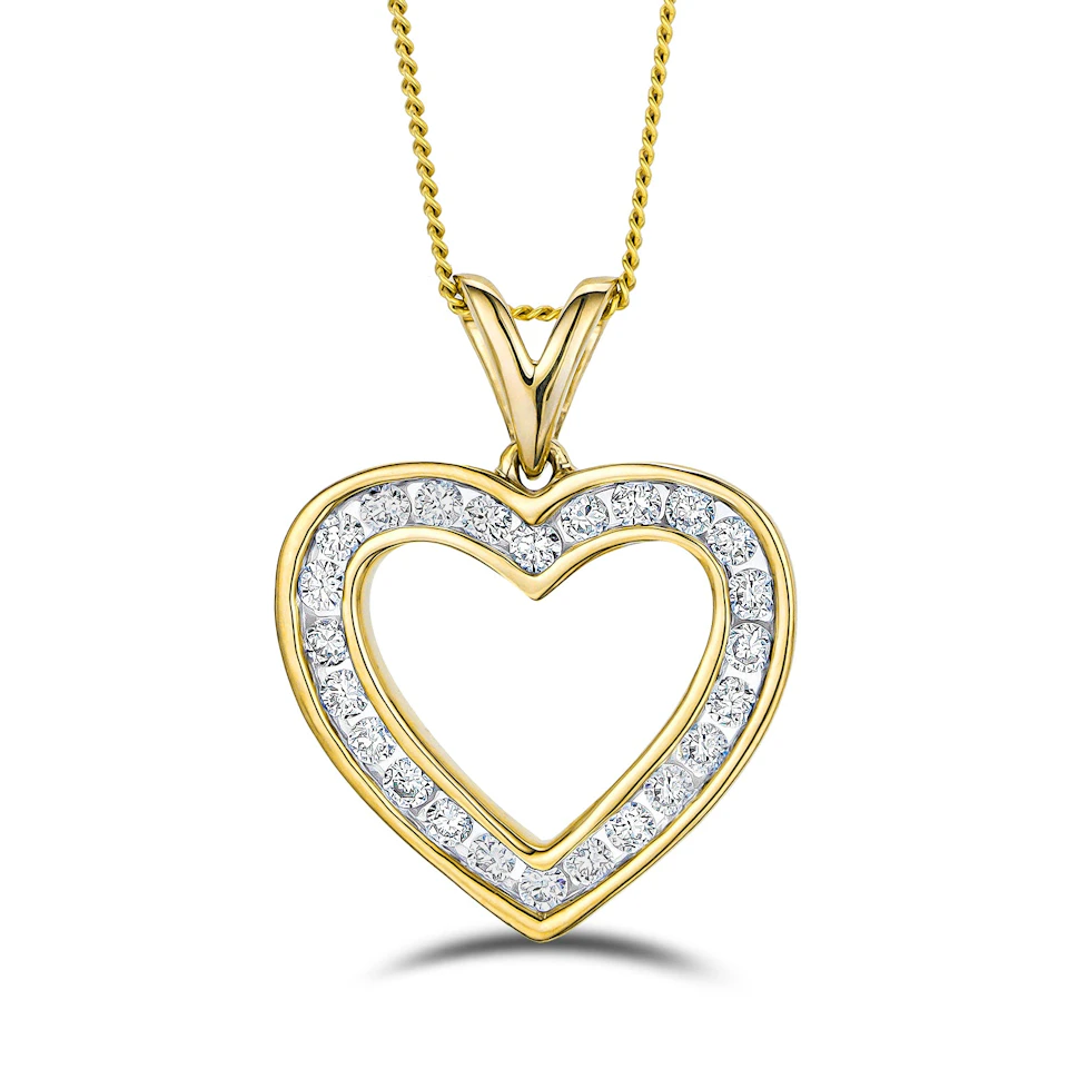 0.50ct Lab Diamond Heart Pendant Necklace H/SI Quality in 9K Yellow Gold