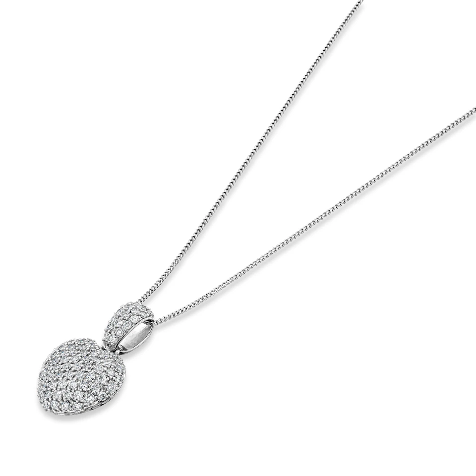 1.00ct Lab Diamond Heart Pendant Necklace H/SI Quality in 9K White Gold
