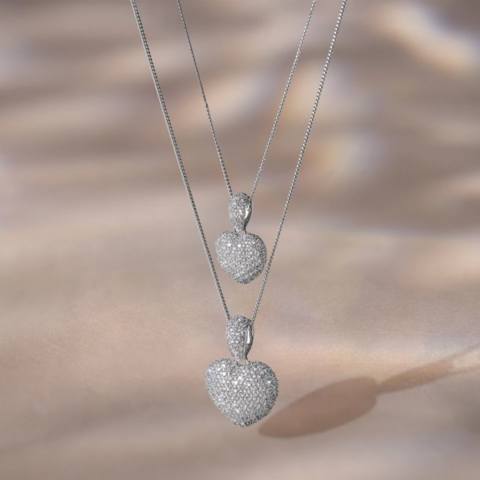 1.00ct Lab Diamond Heart Pendant Necklace H/SI Quality in 9K White Gold