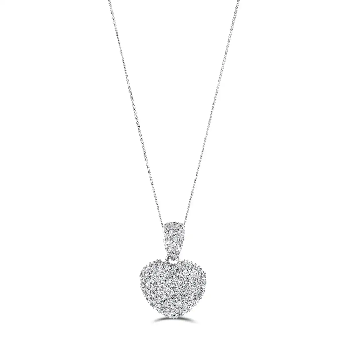 2.00ct Lab Diamond Heart Pendant Necklace H/SI Quality in 9K White Gold