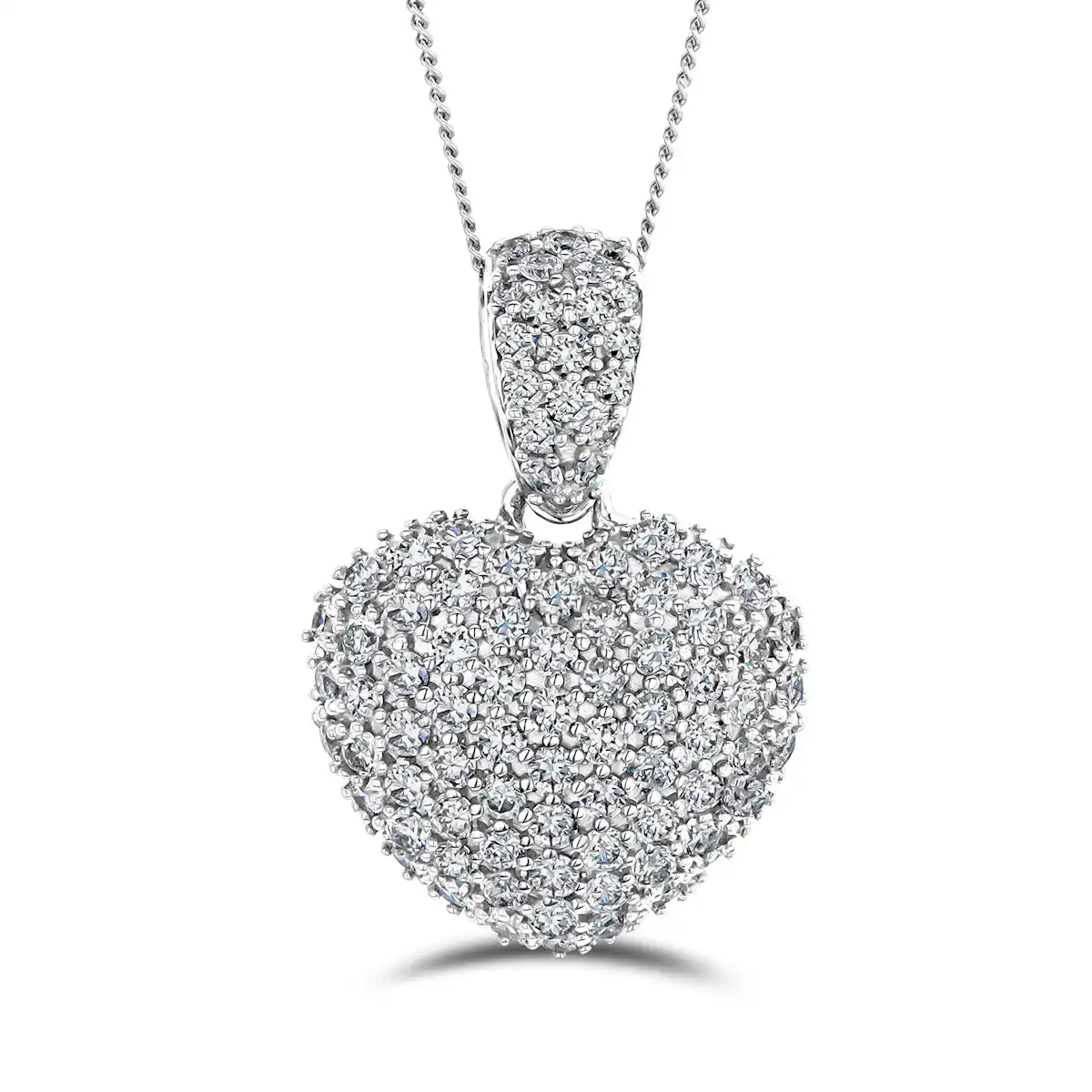 2.00ct Lab Diamond Heart Pendant Necklace H/SI Quality in 9K White Gold