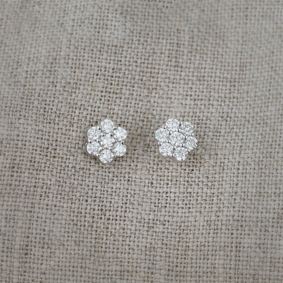 Lab Diamond Cluster Earrings 0.50ct H/SI Quality set in 9K White Gold