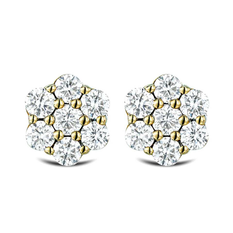 0.50ct Lab Diamond Cluster Earrings in 9K Yellow gold and H/SI Quality