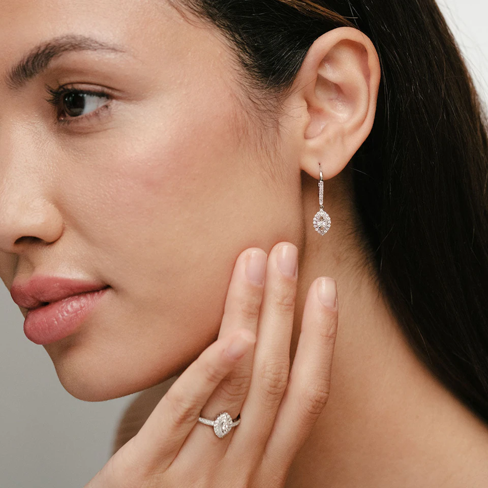 Masami Lab Diamond Marquise Earrings 0.30ct Pave Set in 925 Sterling Silver
