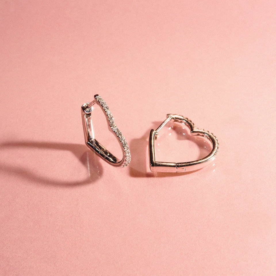 Lab Diamond Heart Hoop Earrings 0.22ct in 925 Silver
