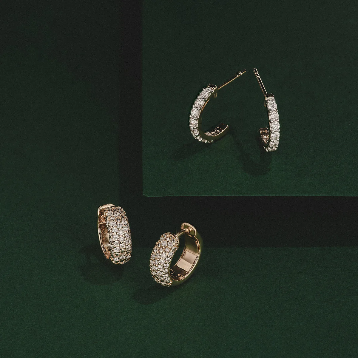 Micro Pave Huggies Lab Diamond Earrings 0.55ct in 18k Gold Vermeil