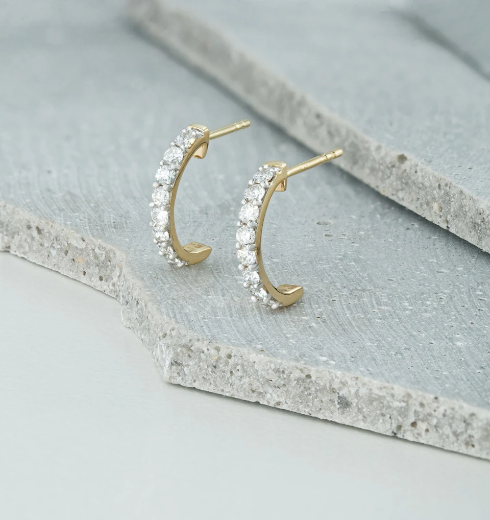 Comfort Huggie Lab Diamond Earrings 0.50ct H/Si in 9K Gold