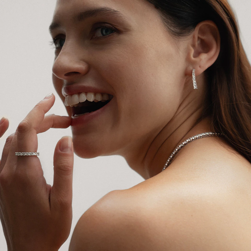 1ct Lab Diamond Life Journey Drop Earrings Set in 9K White Gold