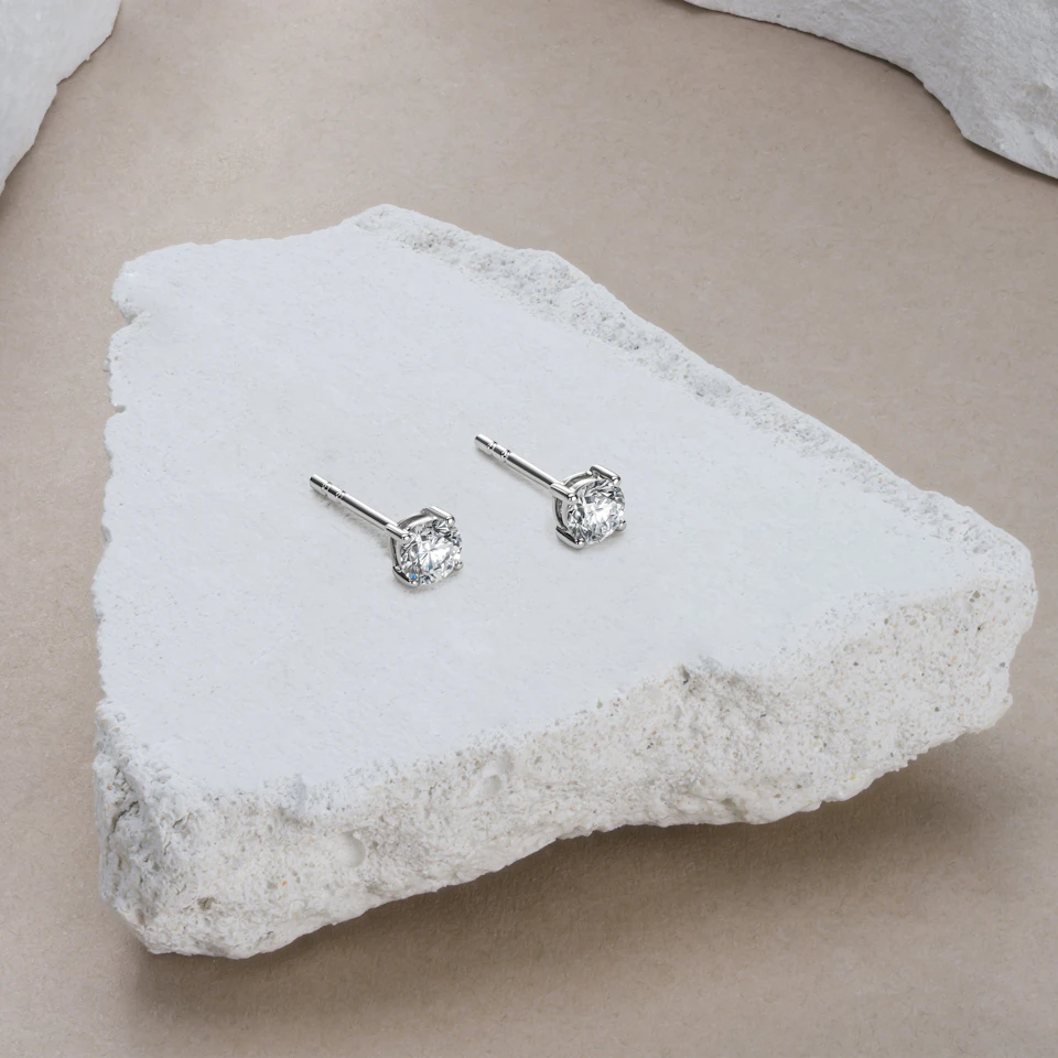 Lab Diamond Studs Earrings 0.50ct H/Si Quality in 9K White Gold - 4.2mm