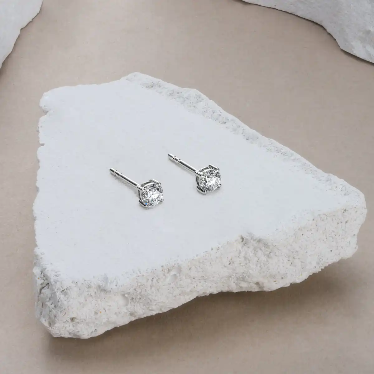 Lab Diamond Stud Earrings 0.50ct H/Si Quality in 9K White Gold - 4.2mm